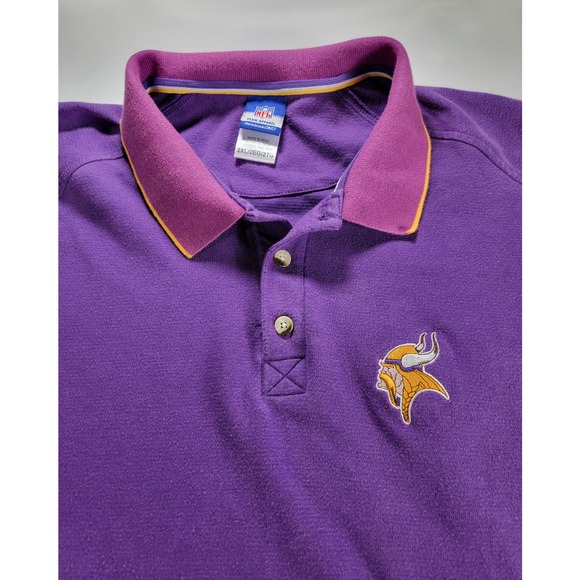 Minnesota Vikings Polo Shirt Men's Size 2XL NFL Short Sleeve Collared Cotton - Picture 3 of 9